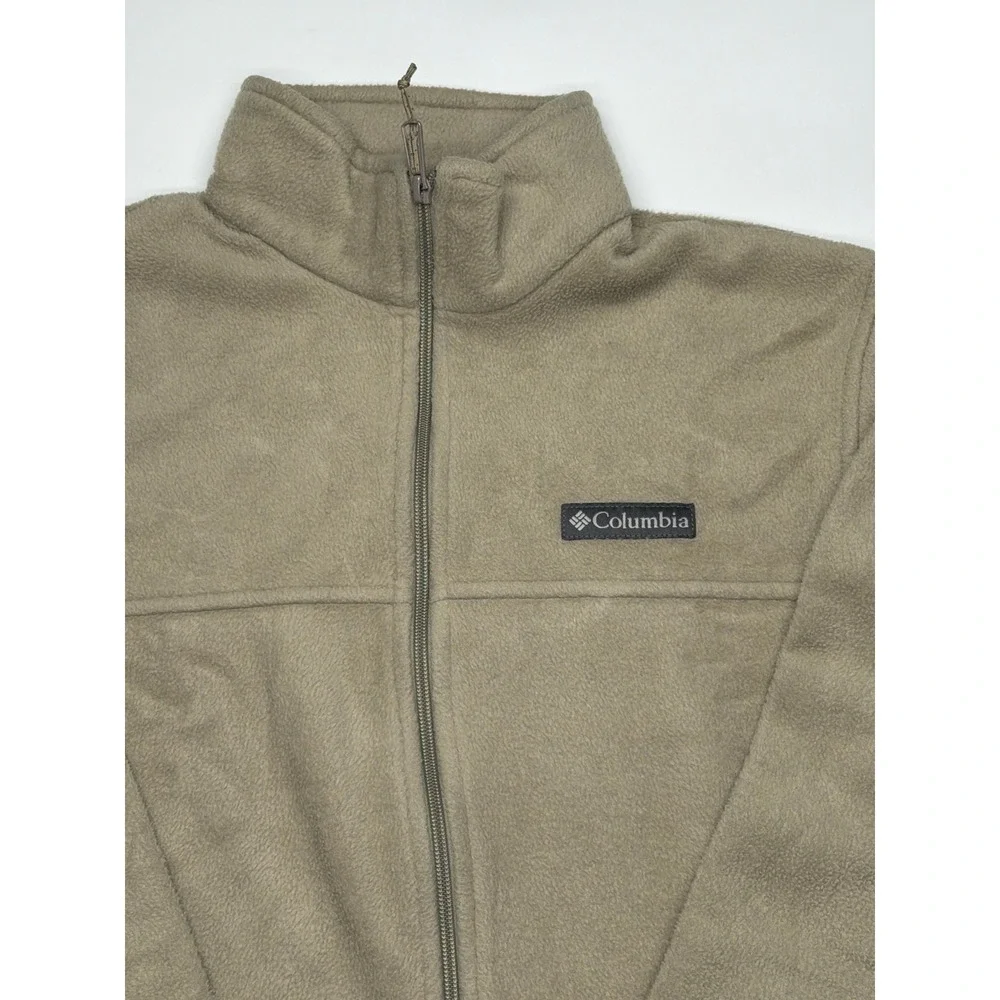 Columbia Fleece Full Zip Jacket Tan Khaki Men's Warm Outdoor Layer‎ Medium